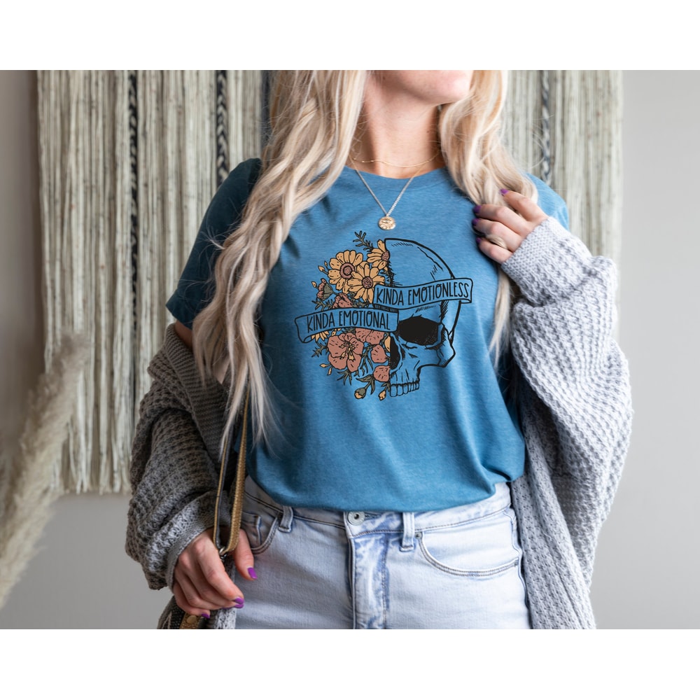 Kinda Emotion Kinda Emotionless T-shirt, Halloween Shirt, Skull Shirt, Halloween Shirt, Spooky Shirt, Halloween Crewneck, Horror Shirt - 6.jpg