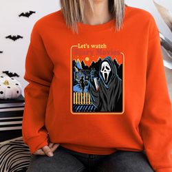 Let's Watch Scary Movies Sweatshirt, Movie Hoodie, Scary Halloween Sweatshirt, Retro Hoodie, Spooky Sweatshirt, Hallowee