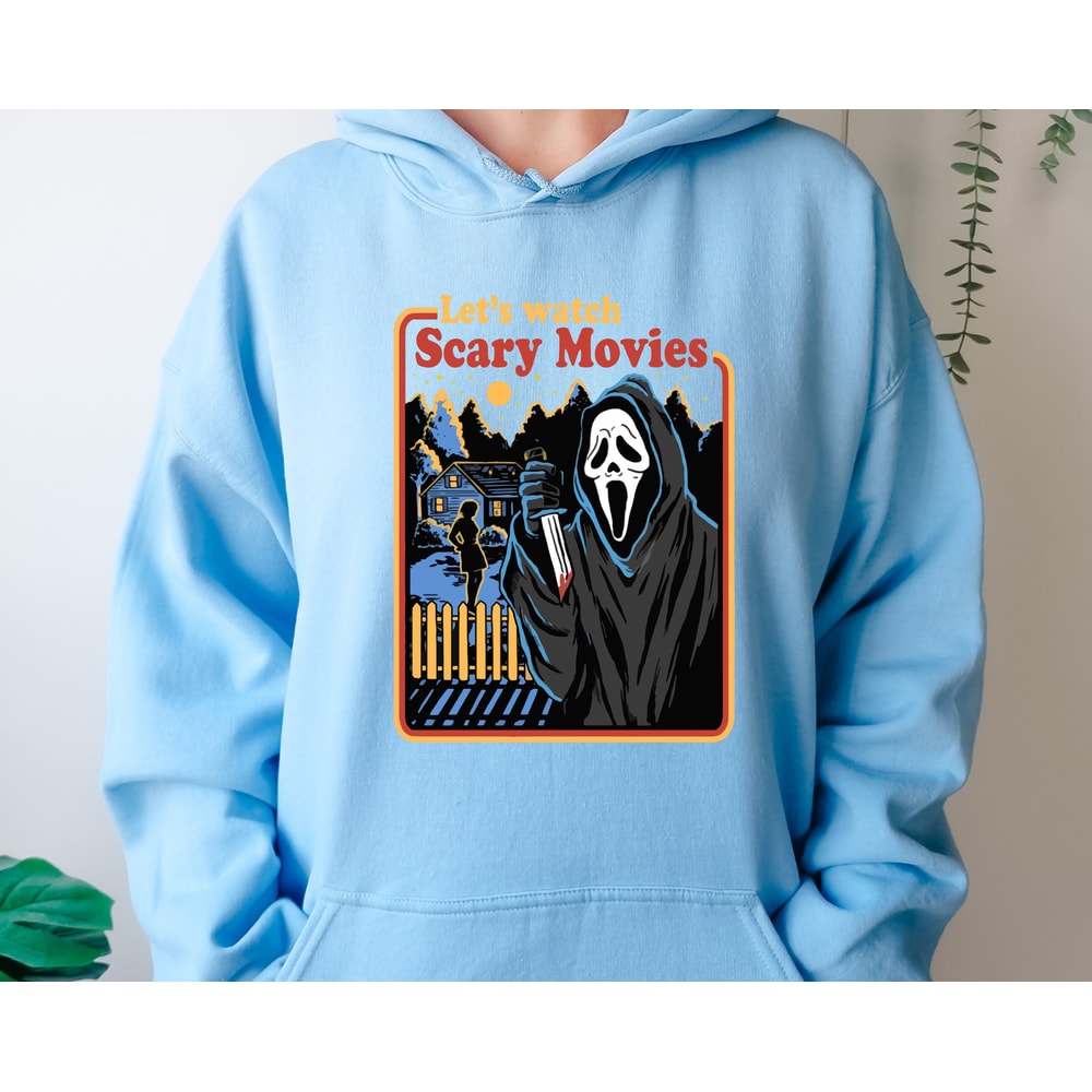 Let's Watch Scary Movies Sweatshirt, Movie Hoodie, Scary Halloween Sweatshirt, Retro Hoodie, Spooky Sweatshirt, Halloween Horror Sweatshirt - 2.jpg