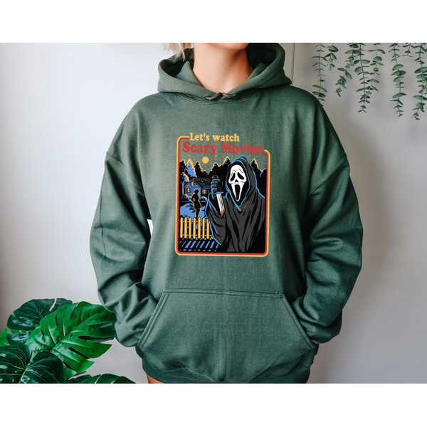 Let's Watch Scary Movies Sweatshirt, Movie Hoodie, Scary Halloween Sweatshirt, Retro Hoodie, Spooky Sweatshirt, Halloween Horror Sweatshirt - 3.jpg