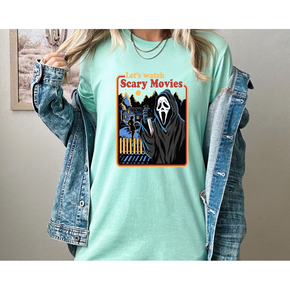 Let's Watch Scary Movies T-shirt, Scary Movie Shirt, Retro Shirt, Spooky Shirt, Halloween Horror Shirt , Scream Shirt, Horror Movie Shirt - 2.jpg