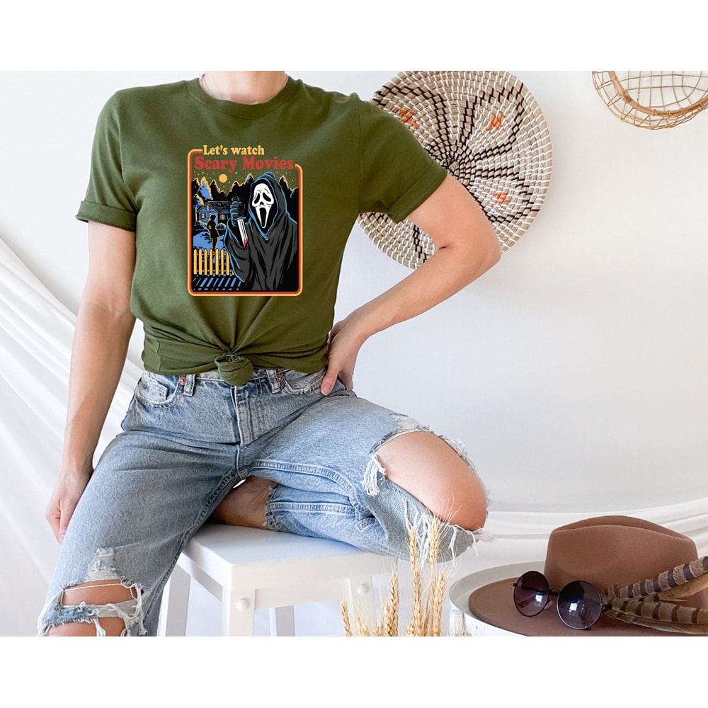 Let's Watch Scary Movies T-shirt, Scary Movie Shirt, Retro Shirt, Spooky Shirt, Halloween Horror Shirt , Scream Shirt, Horror Movie Shirt - 3.jpg