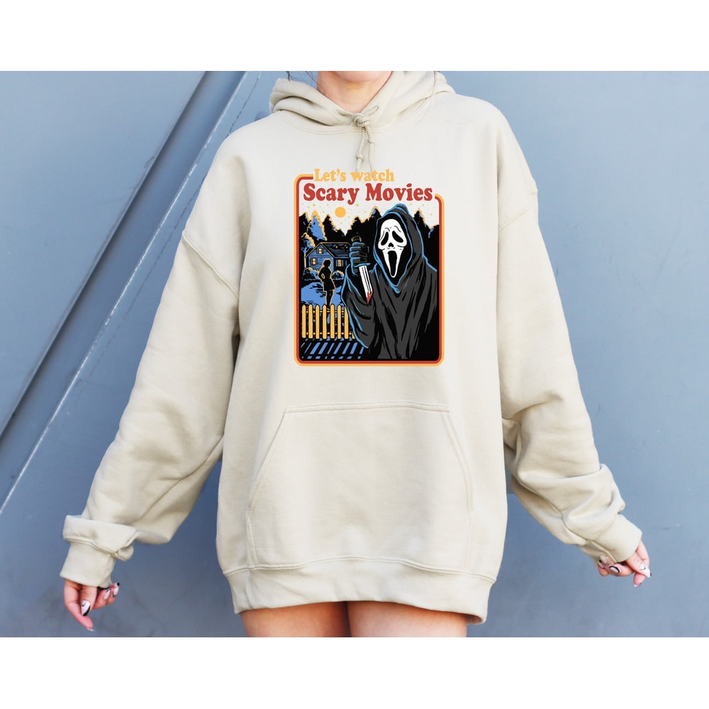 Let's Watch Scary Movies Sweatshirt, Movie Hoodie, Scary Halloween Sweatshirt, Retro Hoodie, Spooky Sweatshirt, Halloween Horror Sweatshirt - 6.jpg