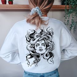 medusa snake face sweatshirt, greek mythology hoodie, greek legends top, mythical creatures shirt, snake goddess sweatsh