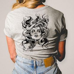 medusa snake face shirt, greek mythology tee, greek legends top, mythical creatures shirt, snake goddess tee, witchy app