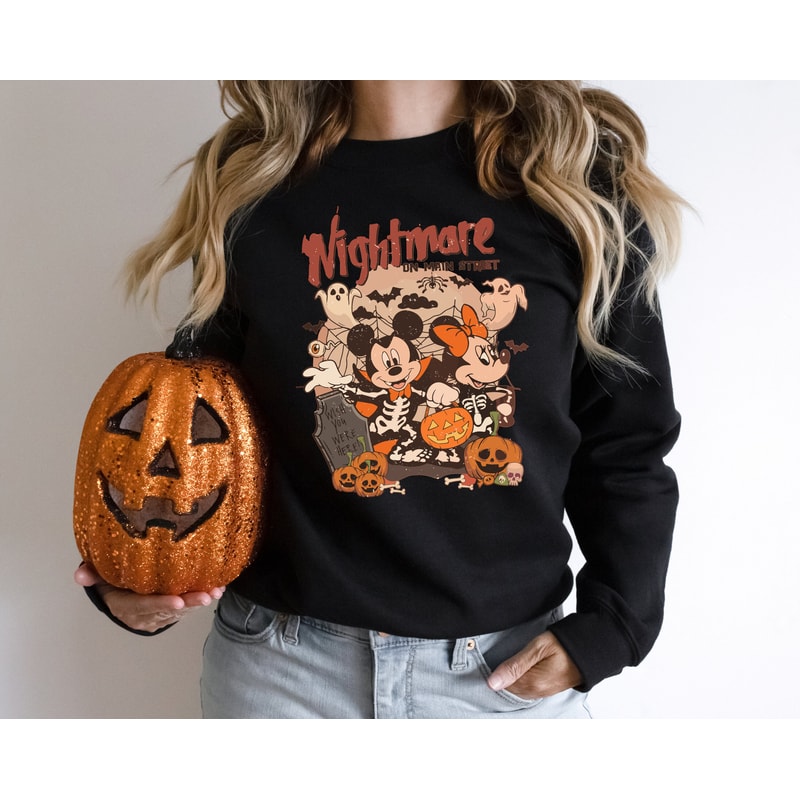 Mickey Minnie Halloween Sweatshirt, Vintage Disney Halloween Hoodie, Nightmare On The Main Streat Sweatshirt, Halloween Pumpkin Hoodie - 2.jpg