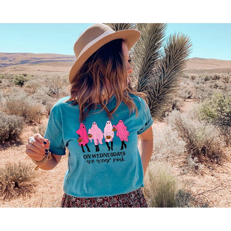 On Wednesday We Wear Pink Ghost Shirt, Mean Girls Ghost Shirt, Pink Ghost Shirt, Mean Girls Halloween, Spooky Pumpkin Halloween Shirt - 6.jpg