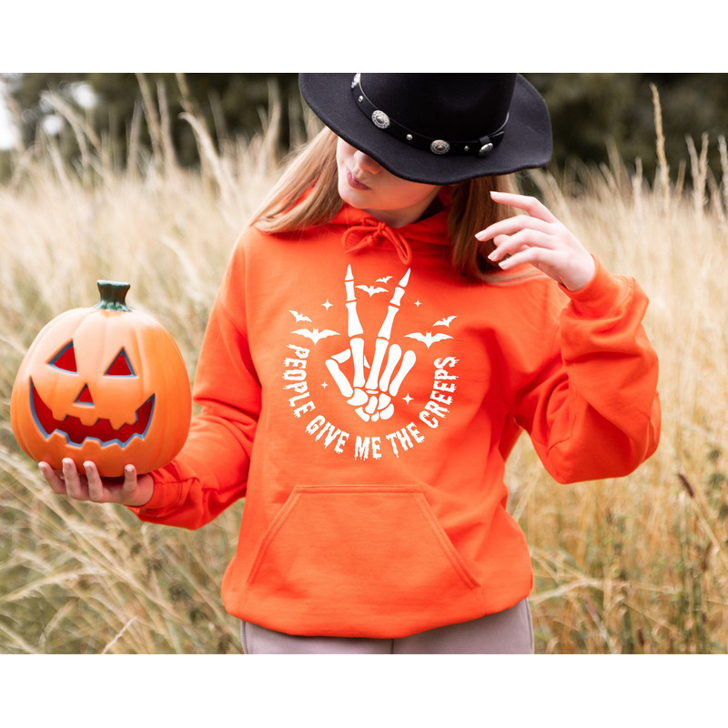 People Give Me The Creeps Sweatshirt, Skeleton Hand Shirt, Halloween Horror Shirt, Spooky Season Creep It Real Hoodie, Gift For Halloween - 1.jpg