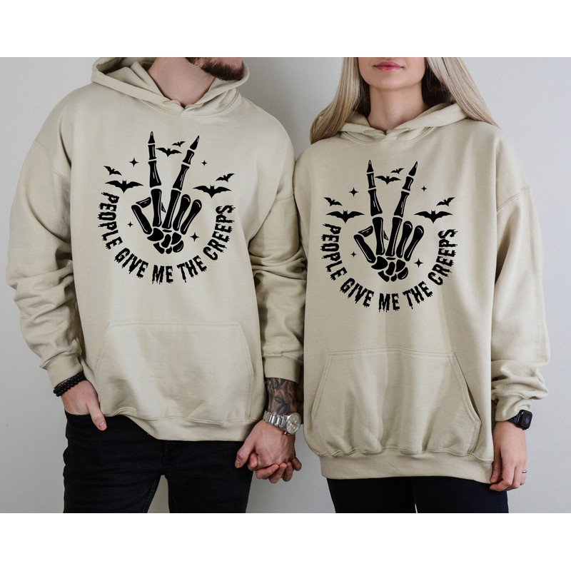 People Give Me The Creeps Sweatshirt, Skeleton Hand Shirt, Halloween Horror Shirt, Spooky Season Creep It Real Hoodie, Gift For Halloween - 3.jpg