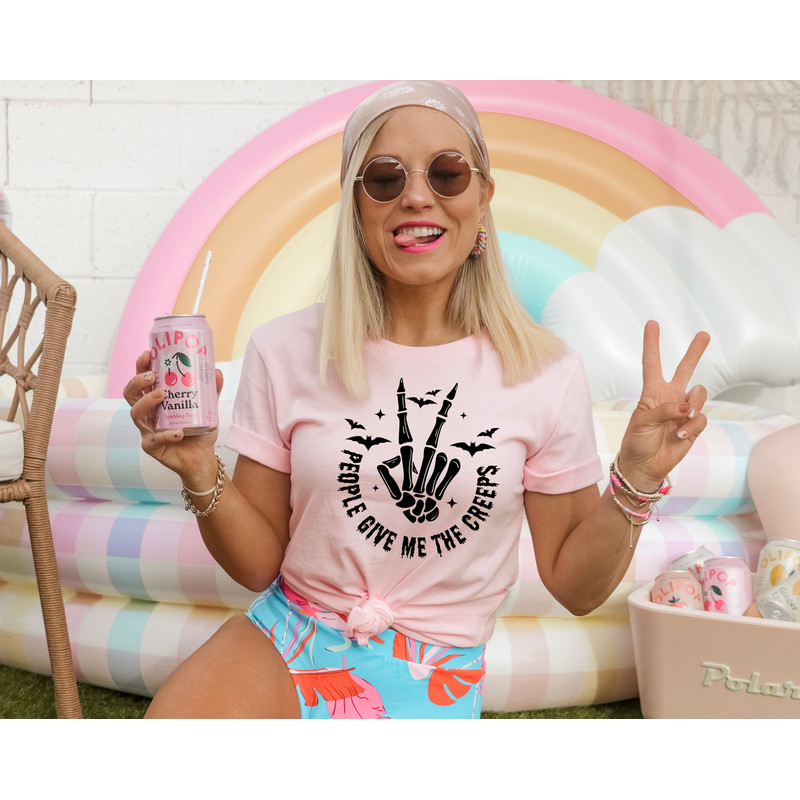 People Give Me The Creeps T-shirt, Skeleton Hand Tee, Halloween Horror Shirt, Spooky Season Shirt, Gift For Halloween, Creep It Real Shirt - 4.jpg