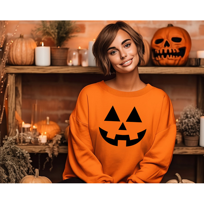 Pumpkin Cute Halloween Party Sweat ,Halloween Shirts, Jack-O-Lantern Sweatshirt, Women's Halloween Hoodie ,Spooky Season Pumpkin Sweater - 6.jpg