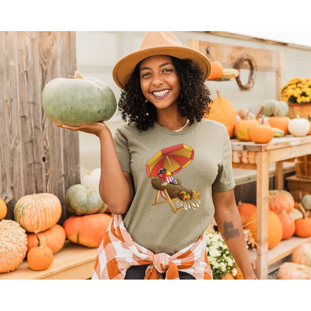 Turkey Bird Sitting on Beach Chair Shirt, Gobble Gobble Till You Wobble T-shirt, Thanksgiving Tee, Gift For Thanksgiving, Funny Turkey Shirt - 2.jpg