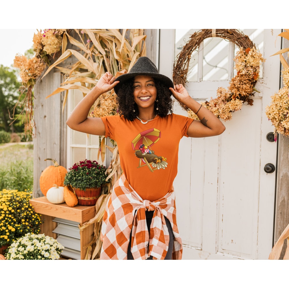 Turkey Bird Sitting on Beach Chair Shirt, Gobble Gobble Till You Wobble T-shirt, Thanksgiving Tee, Gift For Thanksgiving, Funny Turkey Shirt - 3.jpg