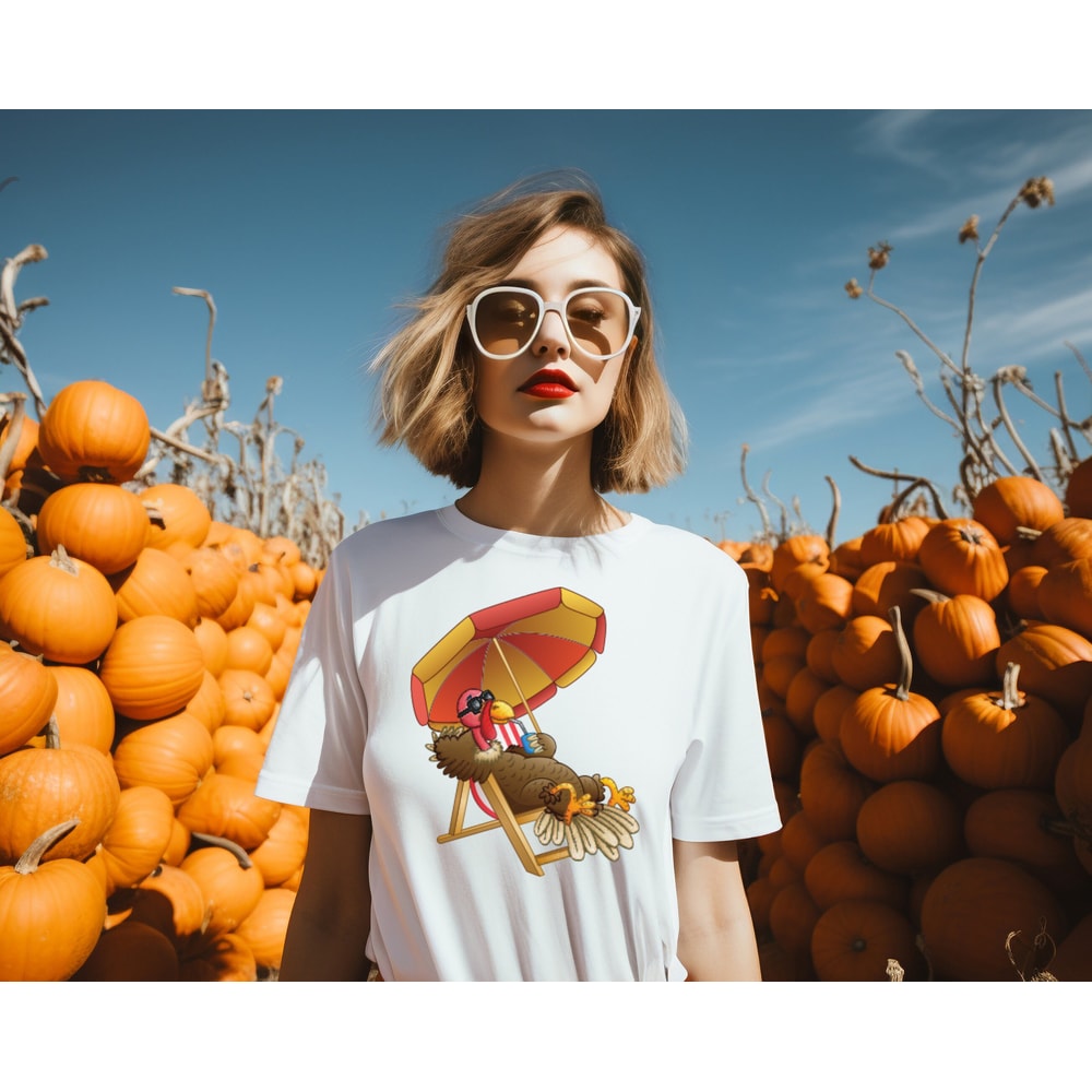 Turkey Bird Sitting on Beach Chair Shirt, Gobble Gobble Till You Wobble T-shirt, Thanksgiving Tee, Gift For Thanksgiving, Funny Turkey Shirt - 4.jpg