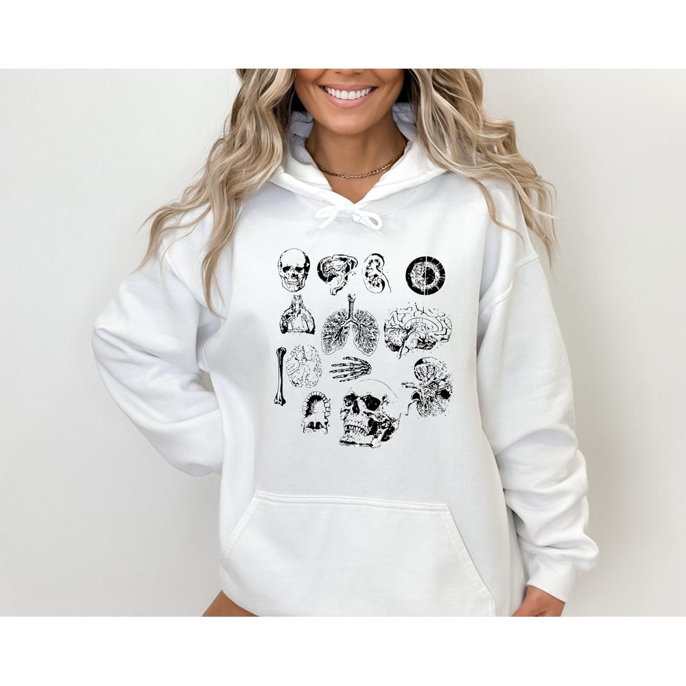 Vintage Anatomy Sweatshirt, Halloween Themed Hoodie, Medical Student Apparel, Skull Halloween Top, Fall Season Hoodie, Medical Student Sweat - 1.jpg