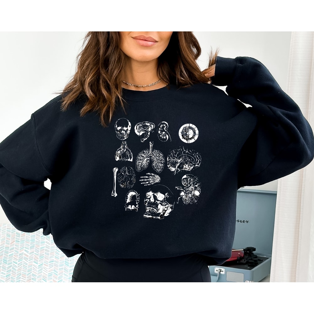 Vintage Anatomy Sweatshirt, Halloween Themed Hoodie, Medical Student Apparel, Skull Halloween Top, Fall Season Hoodie, Medical Student Sweat - 2.jpg