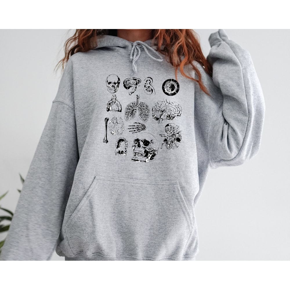 Vintage Anatomy Sweatshirt, Halloween Themed Hoodie, Medical Student Apparel, Skull Halloween Top, Fall Season Hoodie, Medical Student Sweat - 3.jpg
