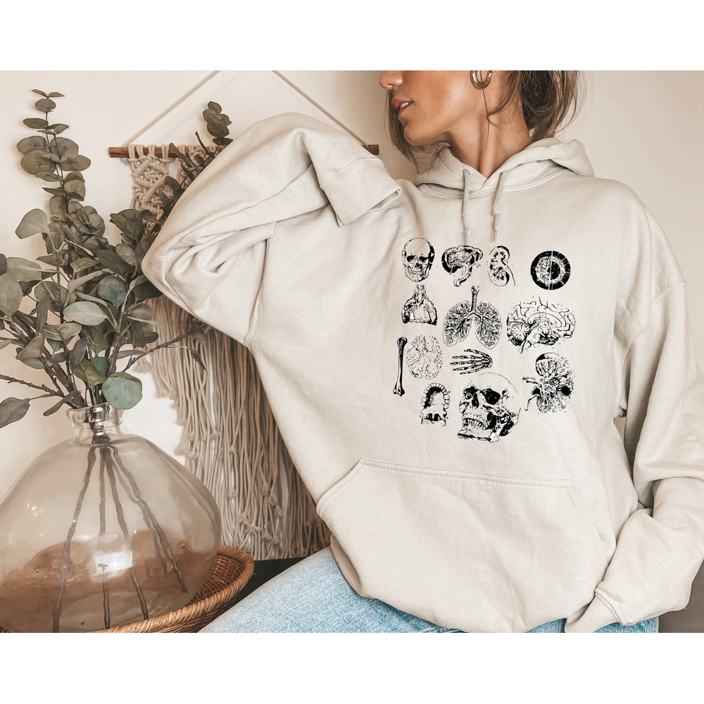 Vintage Anatomy Sweatshirt, Halloween Themed Hoodie, Medical Student Apparel, Skull Halloween Top, Fall Season Hoodie, Medical Student Sweat - 5.jpg