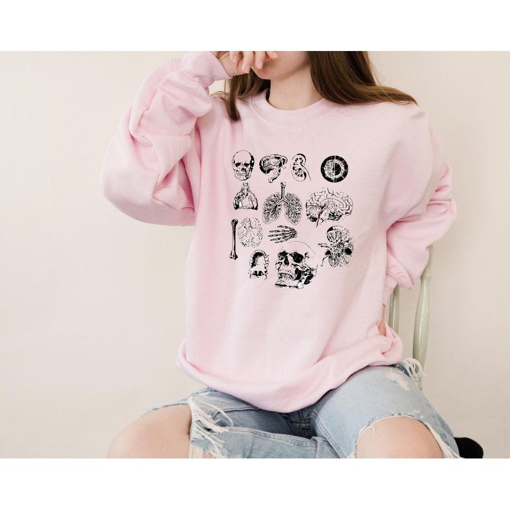 Vintage Anatomy Sweatshirt, Halloween Themed Hoodie, Medical Student Apparel, Skull Halloween Top, Fall Season Hoodie, Medical Student Sweat - 6.jpg