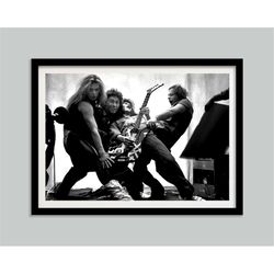 Van Halen Poster, Black and White, Vintage Photography, Retro Wall Art, Rock Band, Music Poster, Printable, 1970s Decor,