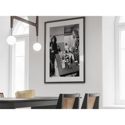 Led Zeppelin Drinking Beer Poster, Black and White, Bar Cart Print, Vintage Photography, Retro Wall Art, Printable, Gift