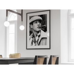 Paul Newman Smoking Cigar Poster, Black and White, Vintage Photography, Retro Wall Art, Paul Newman Print, Printable Dec