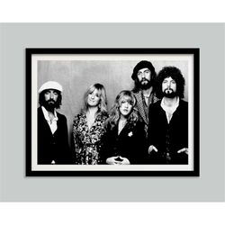 fleetwood mac poster, black and white, stevie nicks print, vintage music poster, printable wall art, rock band, canvas a