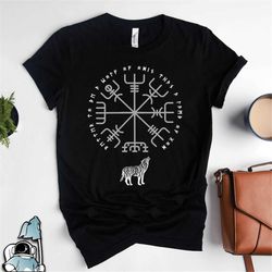 wolf of odin shirt, viking compass shirt, viking wolf t shirt, vegvisir wayfinder, norse mythology t-shirt, viking gifts