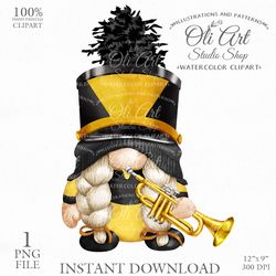 Gnome Trumpet Player, Marching Band Uniform, Gnome Images. Gnomes Graphics. Cute Gnome PNG. Gnome Digital Download