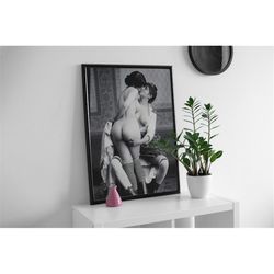 era lesbian vintage movie print, nude wall art, 1920, erotic nude print, digital prints, sexy poster, bedroom poster, le