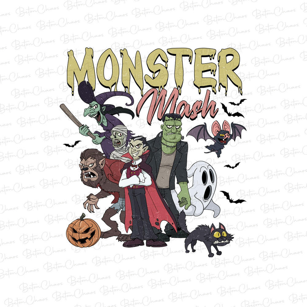 Retro Halloween Digital File, Monster Mash Png, Vintage Ghost Halloween Png, Monster Tee, Retro Fall Top, Fall Shirt - 1.jpg