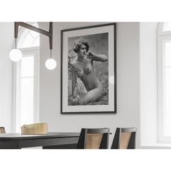 nude woman poster, vintage prints, nude wall art, bathroom wall art print, nude photos, nude woman print, nude photogra