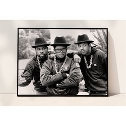 run dmc poster, black and white, rock band, music studio decor, vintage music poster, home decor, music classroom decor,