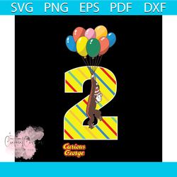 curious george vintage 2th birthday svg png dxf eps pdf, birthday svg