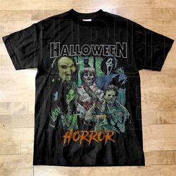 vintage style halloween horror t shirt, michael myers, jason voorhees, freaddy krueger, halloween shirt, horror movie sh