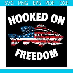 4th of july fishing american flag bass hooked on freedom, independence day svg
