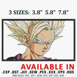 gohan ssj2 embroidery design, dragonball embroidery, anime shirt, embroidered shirt, anime design, digital download