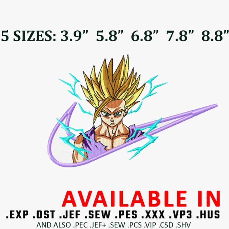 Gohan x nike Embroidery Design