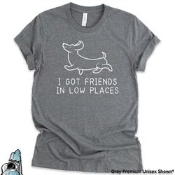 dachshund friends in low places shirt  pet doxie dog owner animal lover gift tshirt