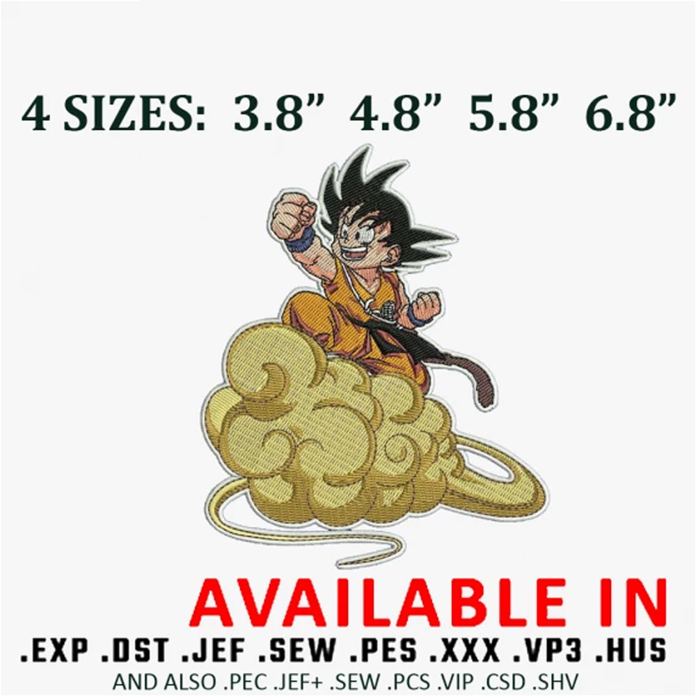 Goku kid cloud Embroidery Design