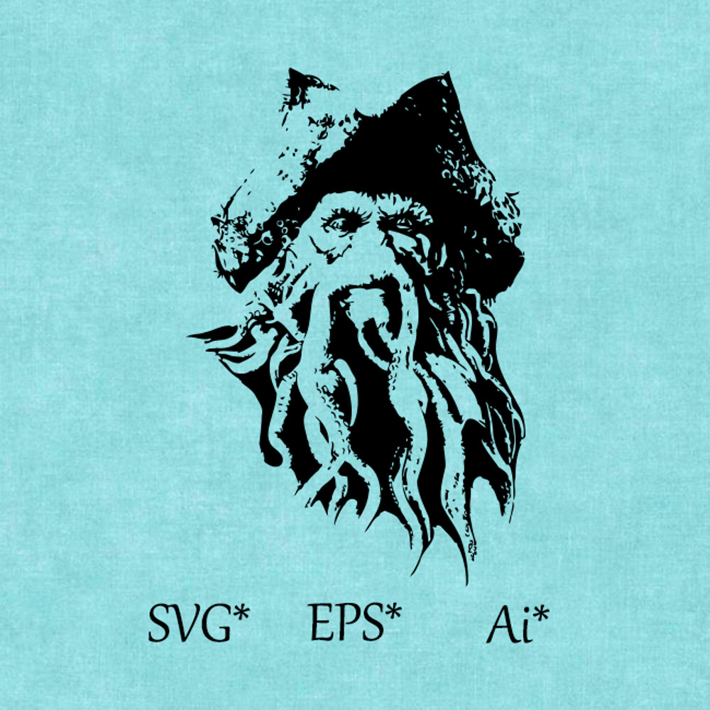 Davy Jones SVGĀ Pirates Of The Caribbean Octopus Head Black Pearl CalibriĀ Digital SVG EPS AI