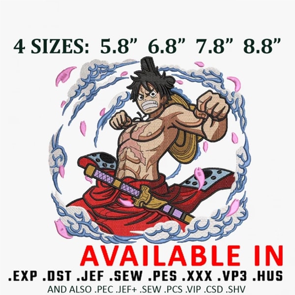Luffy arc wano Embroidery Design