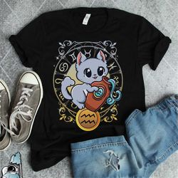 aquarius horoscope cat shirt  zodiac and astrology art gift tshirt