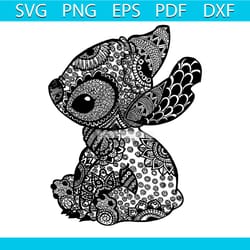 coloriage stitch mandala svg, lilo and stitch svg, disney svg