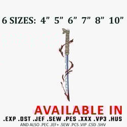 inosuke sword embroidery design, demon slayer embroidery, anime design, anime shirt, embroidered shirt, digital download