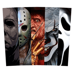 Halloween Horror Characters Png, 20oz Skinny Wrap, Horror Movie Tumbler PNG, Halloween Tumbler PNG, Png File