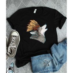 wolf shirt, native american art, native wolf, howling wolf shirt, native american wolf, love wolves, animal print shirt,