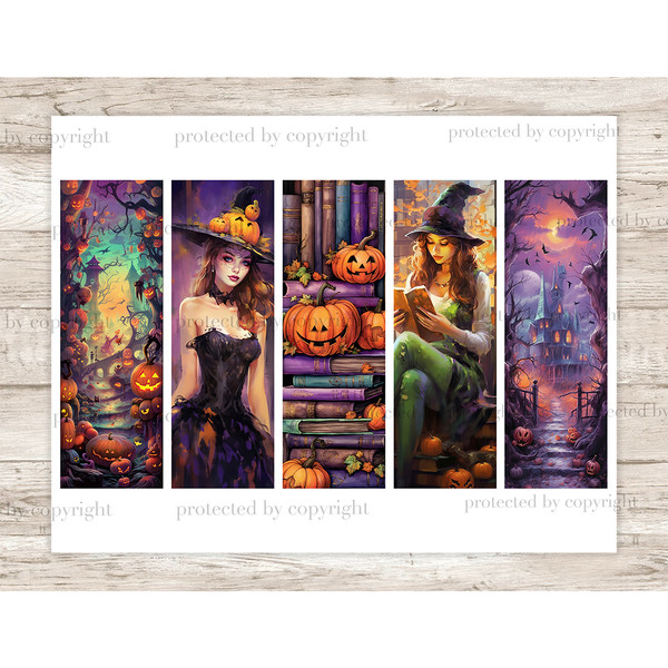 Halloween Bookmarks Printable, Whimsical Halloween, GlamArtZhanna, Sublimation Bookmark Designs, Autumn Bookmarks, Bookworm Digital, Bookmark Template, Sublimat