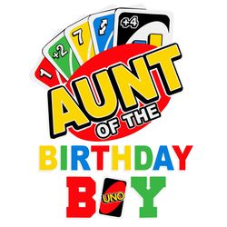 Aunt Of The Birthday Boy Uno Card Logo SVG