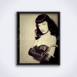 Queen of pin-up , mistress portrait, retro burlesque, vintage photo printable art print poster Digital Download